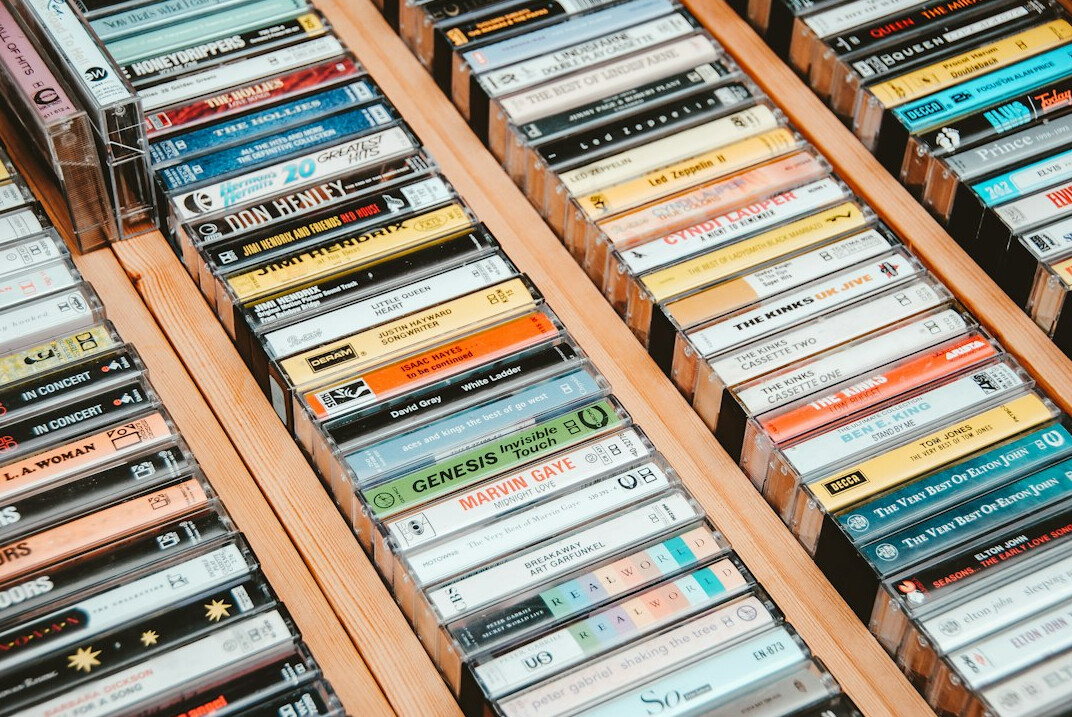 Stack of vintage video cassette tapes